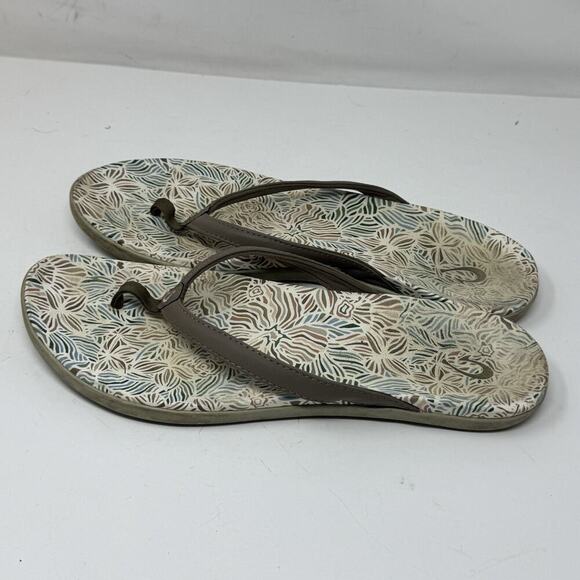 Olukai Ho'Opio Thong Flip Flop Sandals Brown Women’s 10 - Picture 2 of 4